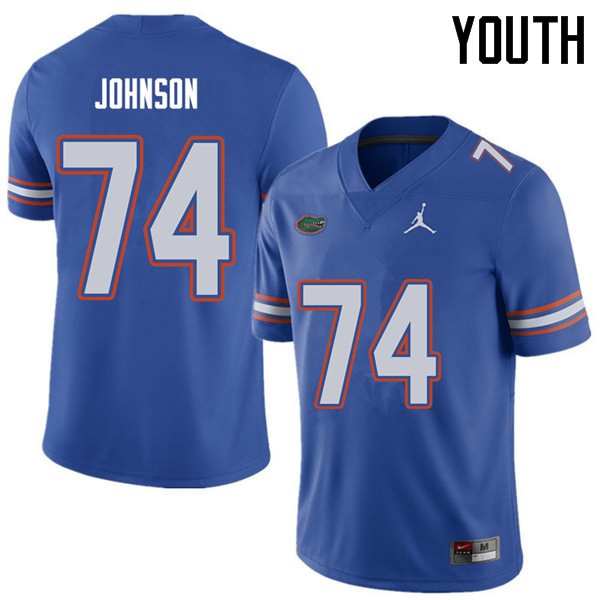 NCAA Florida Gators Fred Johnson Youth #74 Jordan Brand Royal Stitched Authentic College Football Jersey CFO4864ZB